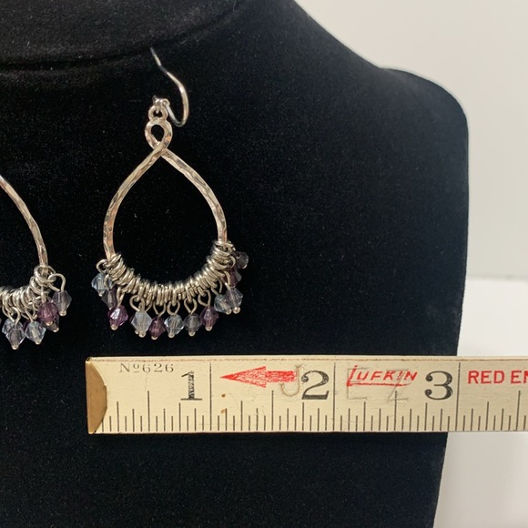 Purple dangle hoop earrings - Picture 4 of 4